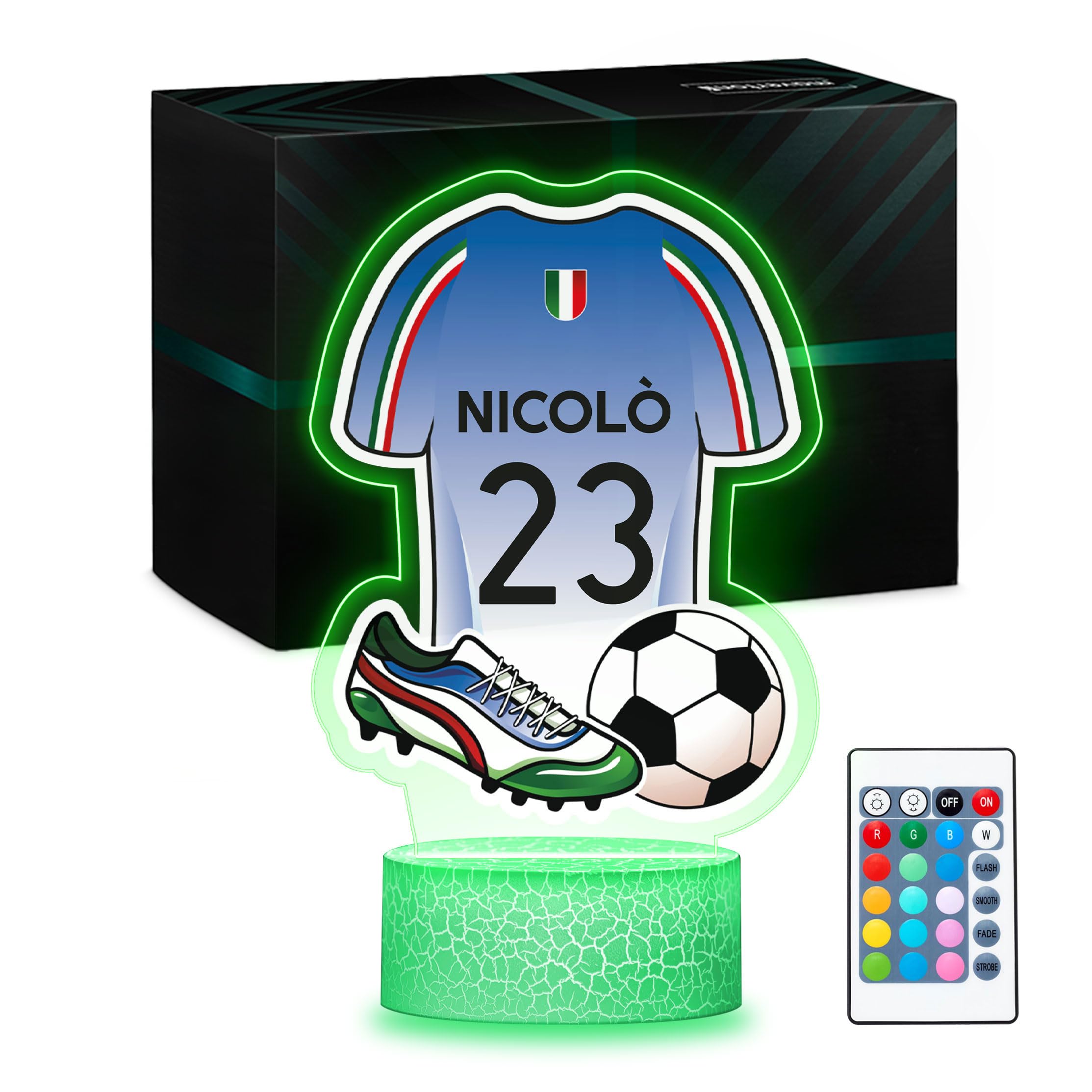 Maverton Personalised 3D Night Lamp - RGB, 16 Colours - Birthday Gift Idea - Football Team Shirt Design - Perfect for 8 Year Old Boys