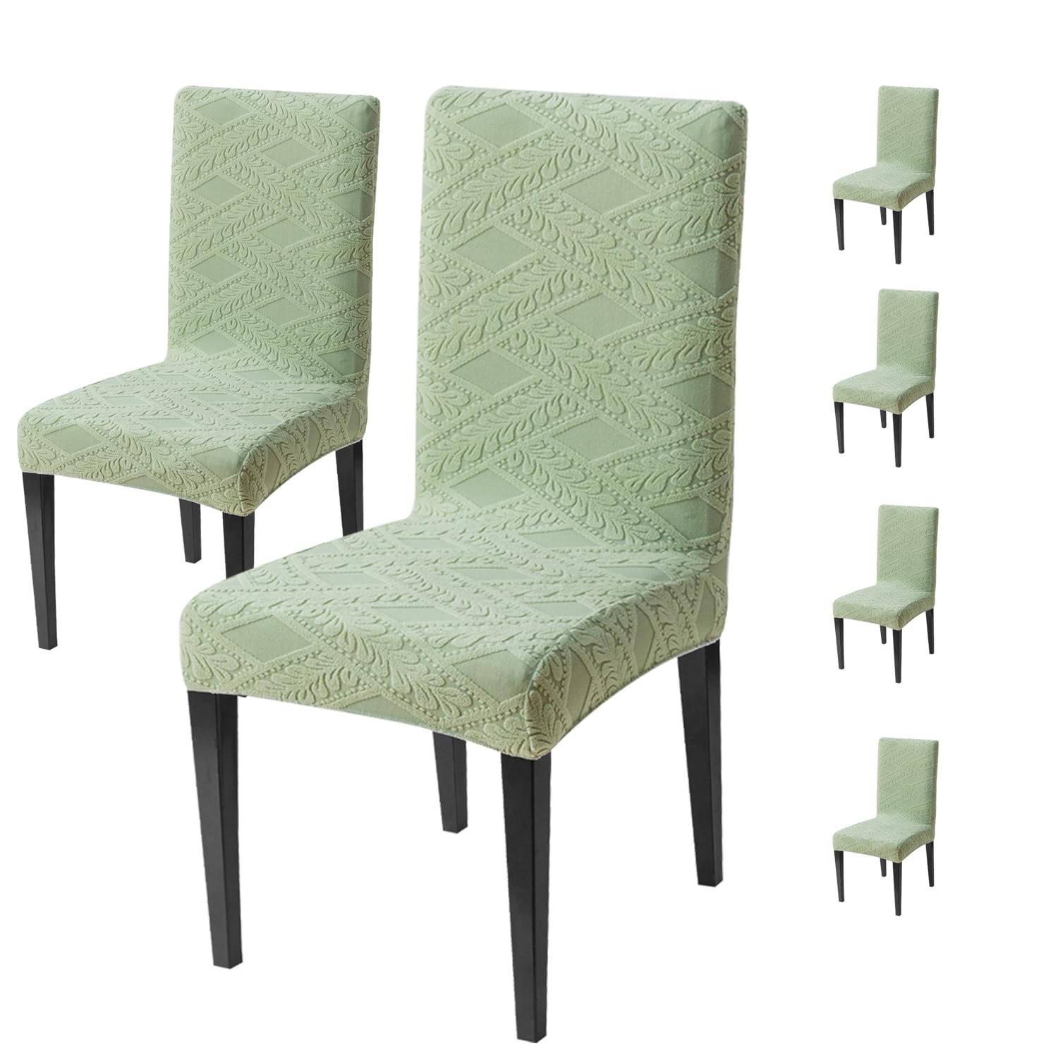 Stretchable Chair Covers - Green Jacquard Dining Covers -25