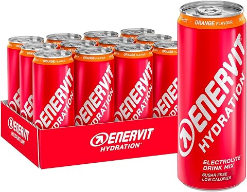 Enervit Hydration Orange, Bevanda Frizzante con Elettroliti per l'Attività Sportiva, Integratore di Sodio, Magnesio e Potassio, Senza Zuccheri, Senza Caffeina, Gusto Arancia, 12 Lattine da 250 ml
