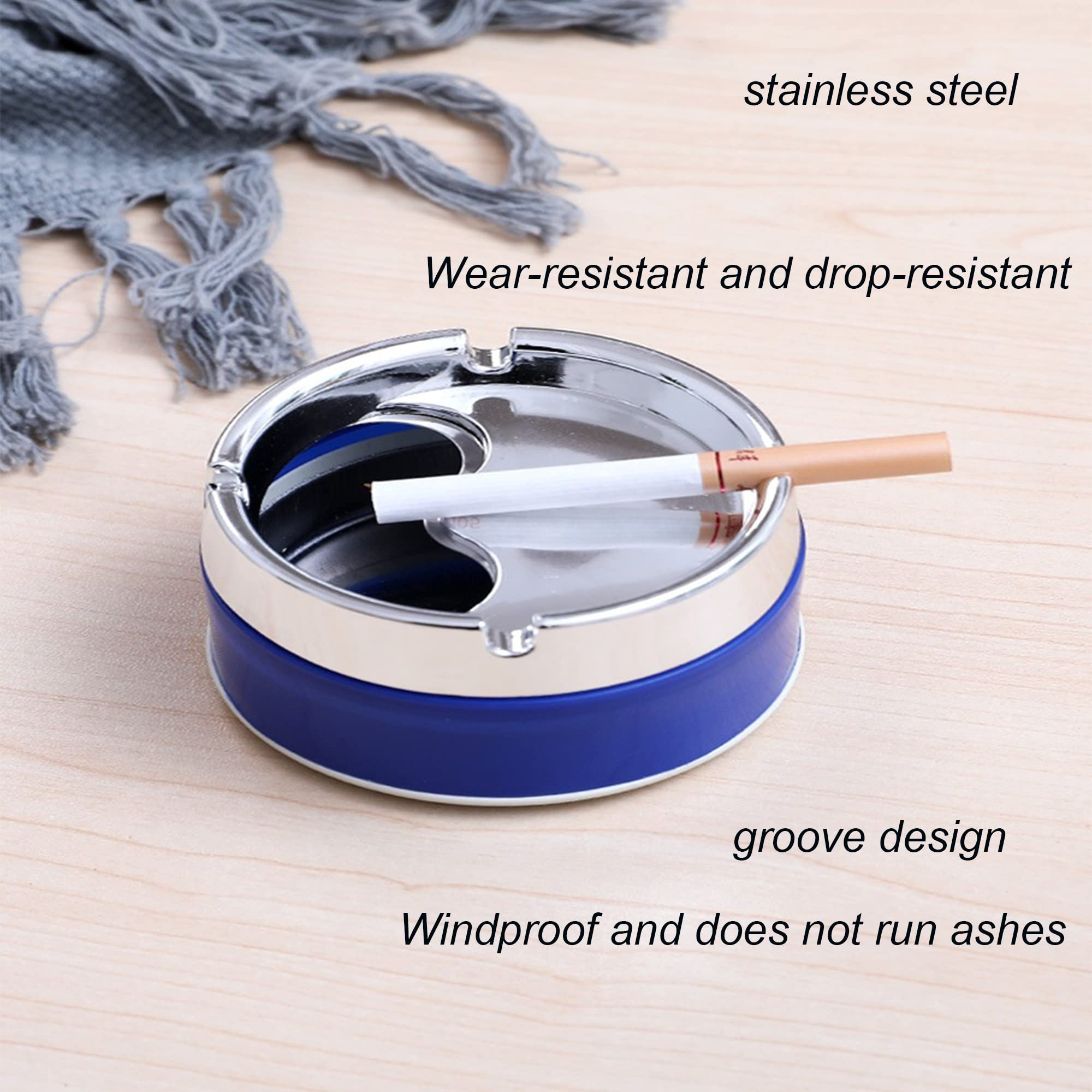 Hohopeti Cendrier Rond Extérieur En Métal Couvercle Rotatif Automatique