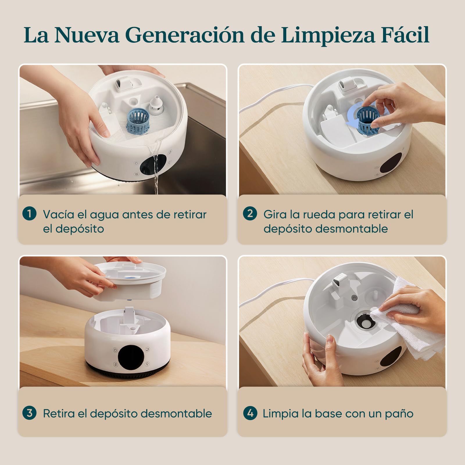 Levoit Humidificador 4,2L hasta 42H, Inteligente, Blanco, NeoClassic 450S | Humidificador Bebés Llenado Superior, Depósito Desmontable, 21dB, Control APP/Voz, Luz y Modo Musical