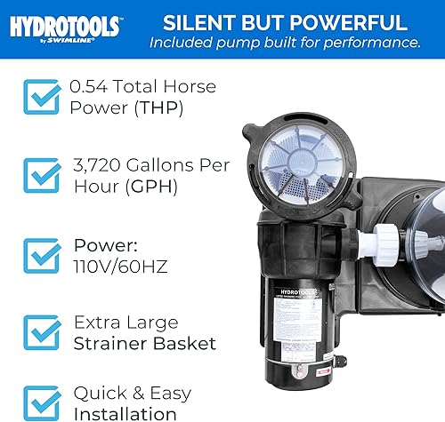 Miniatura 5 de Swimline HYDROTOOLS Sure-Flo - Filtros de piscina de cartucho, sistemas completos con elementos para piscinas sobre el suelo, 8-100 pies cuadrados,