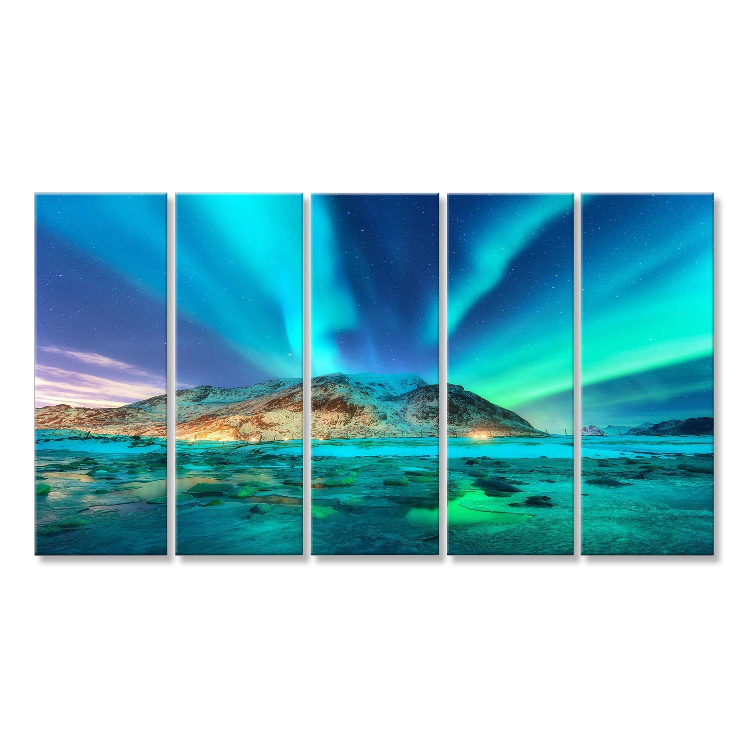 Tablau Sur Toil Aurors Boréals - Vrt - Violt - Cil étoilé