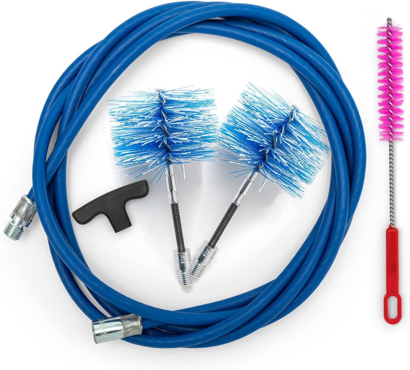 BARETTO Schornsteinreinigungsset 10 Meter - Mit Stahlbürste 120mm Und 45° Biegung