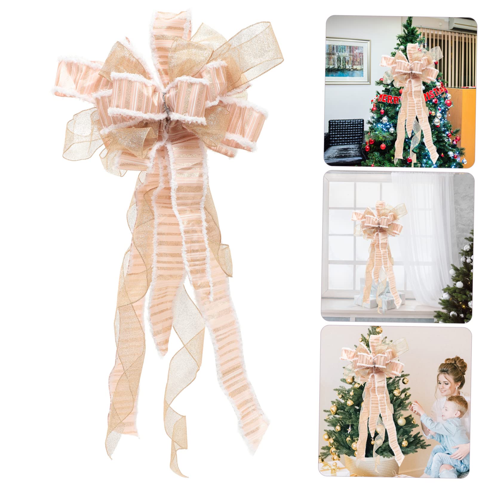 Cabilock 3piezas Adorno De Navidad Lazo para Árbol Cinta Decorativa para Decoración De Fiestas Ventanas y