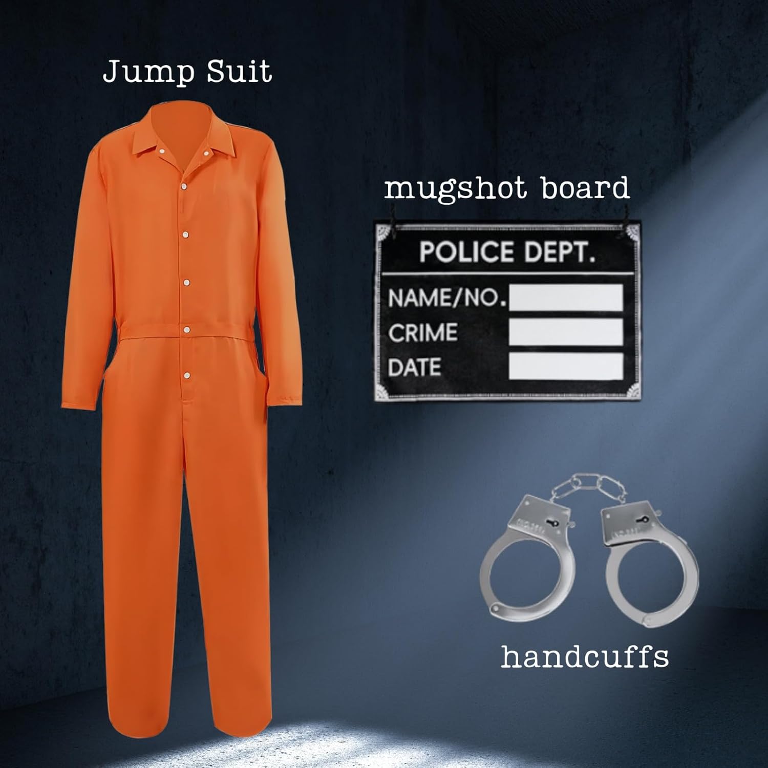 Orange Prisoner Jumpsuit Halloween Party Costumes Adult Men Women Cosplay Outfit Jail Suit Inmate Uniform - Image 3