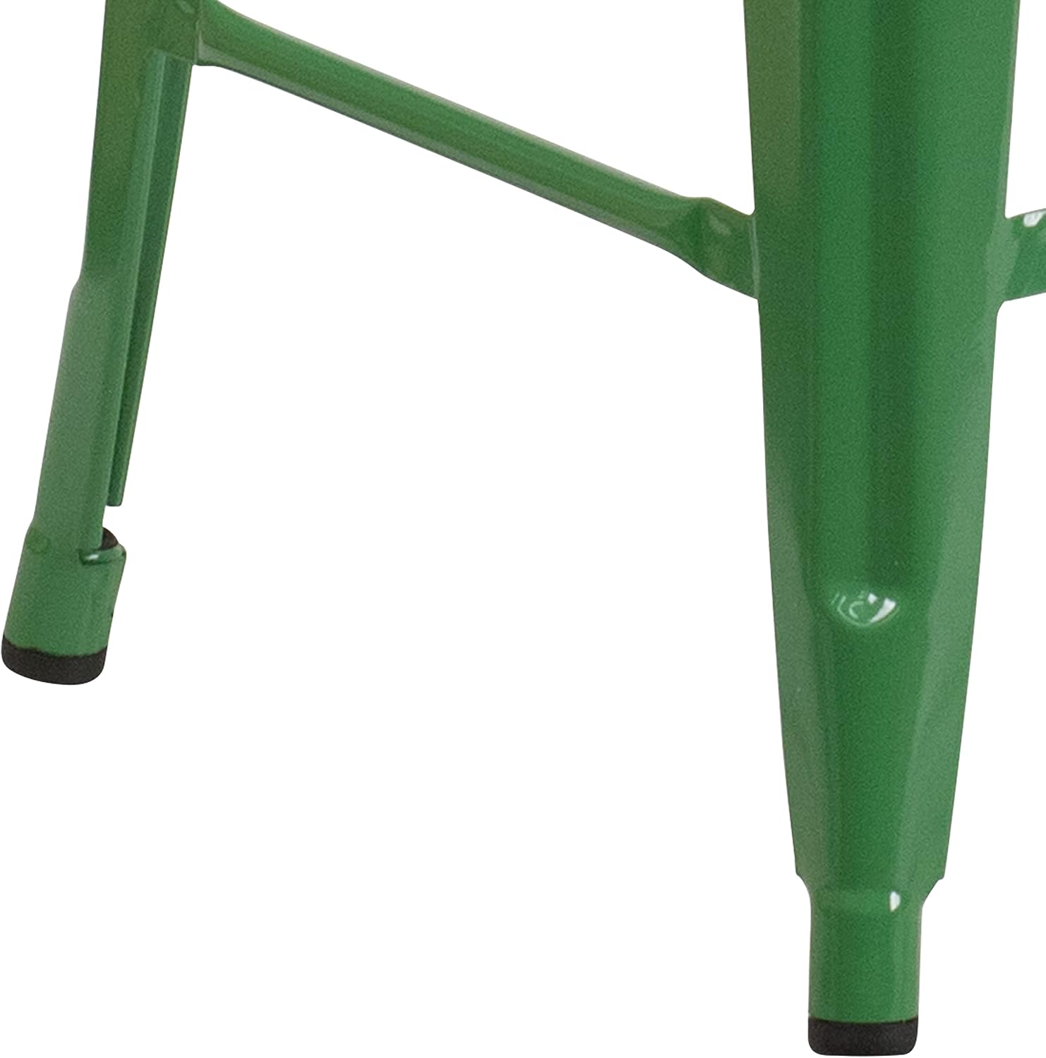 Flash Furniture Kai Commercial Grade 24" High Backless Green Metal Indoor-Outdoor Counter Height Stool with Square Seat