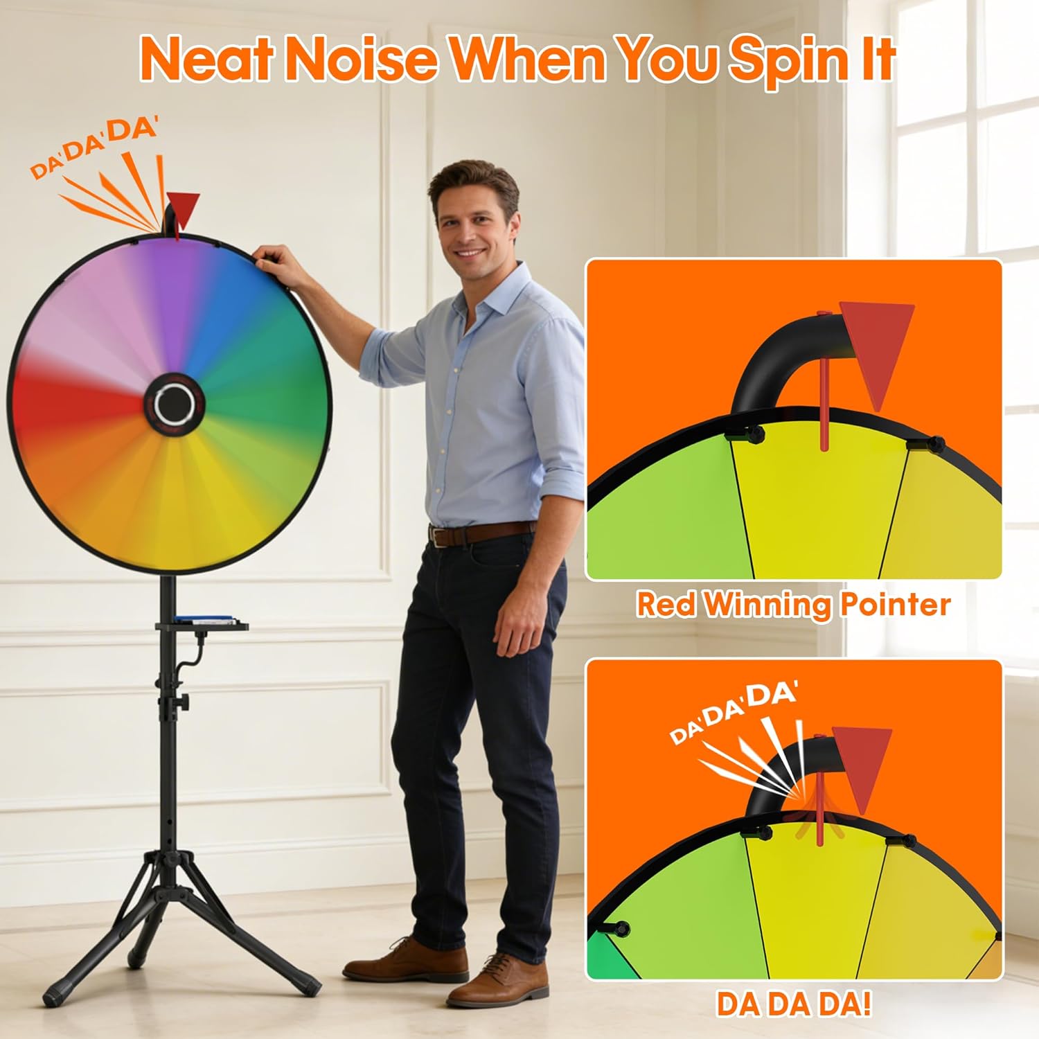 16 Inch Prize Wheel, 12 Slots Colors Spinning Wheel with Tripod Stand, Adjustable Floor Standing Wheel Spinner with 2 Markers & 1 Eraser, Dry Erase Spin the Wheel for Trade Shows Carnivals Spin Games