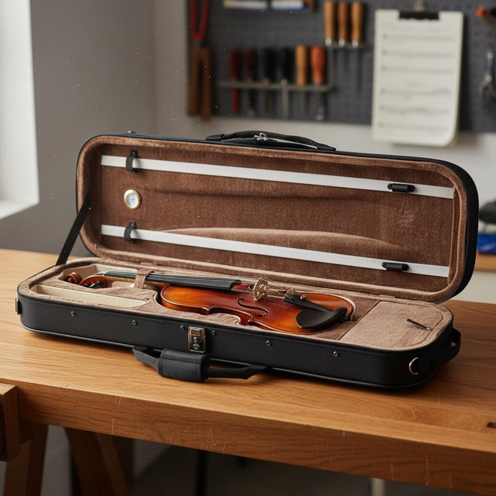 Estuche de Violín Resistente a la Presión Caja de Violín Carcasa Dura para Viaje, 1/2