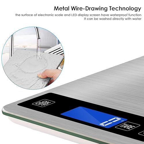 Miniatura 6 de Báscula digital de cocina recargable de 22 libras  22.0 lbs con división de 0.04 onzas0.04 oz, sensor táctil, pantalla LCD retroiluminada, báscula