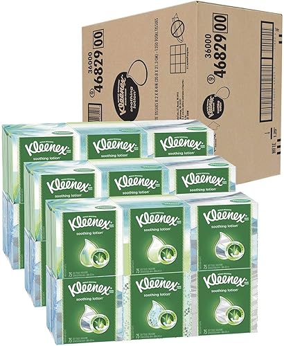 Kleenex Loción calmante para pañuelos faciales con aloe y vitamina E, caja de cubos, 1,170 pañuelos por caja de cubos, 1 paquete (1,170 pañuelos en