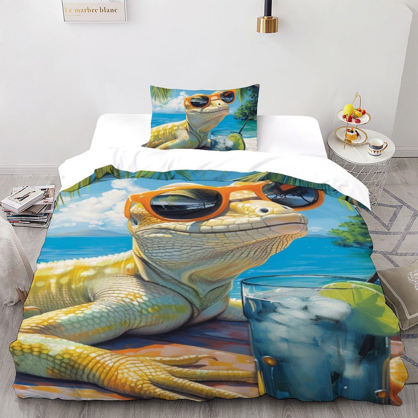 Housse de couette caméléon 135x200 cm pour créer une ambiance jungle sauvage dans votre chambre