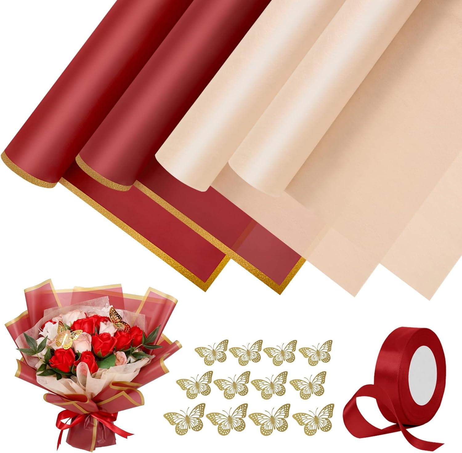 DESUNESS 60 Sheet Flower Wrapping Paper Waterproof Floral