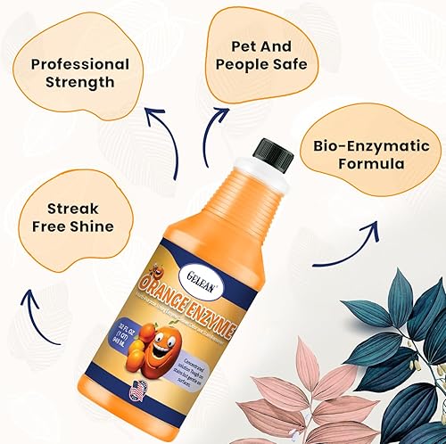 Miniatura 2 de GELEAN Paquete de 2 limpiadores enzimáticos multiusos, súper concentrado, eliminador de manchas y olores de mascotas, enzima naranja, limpiador de
