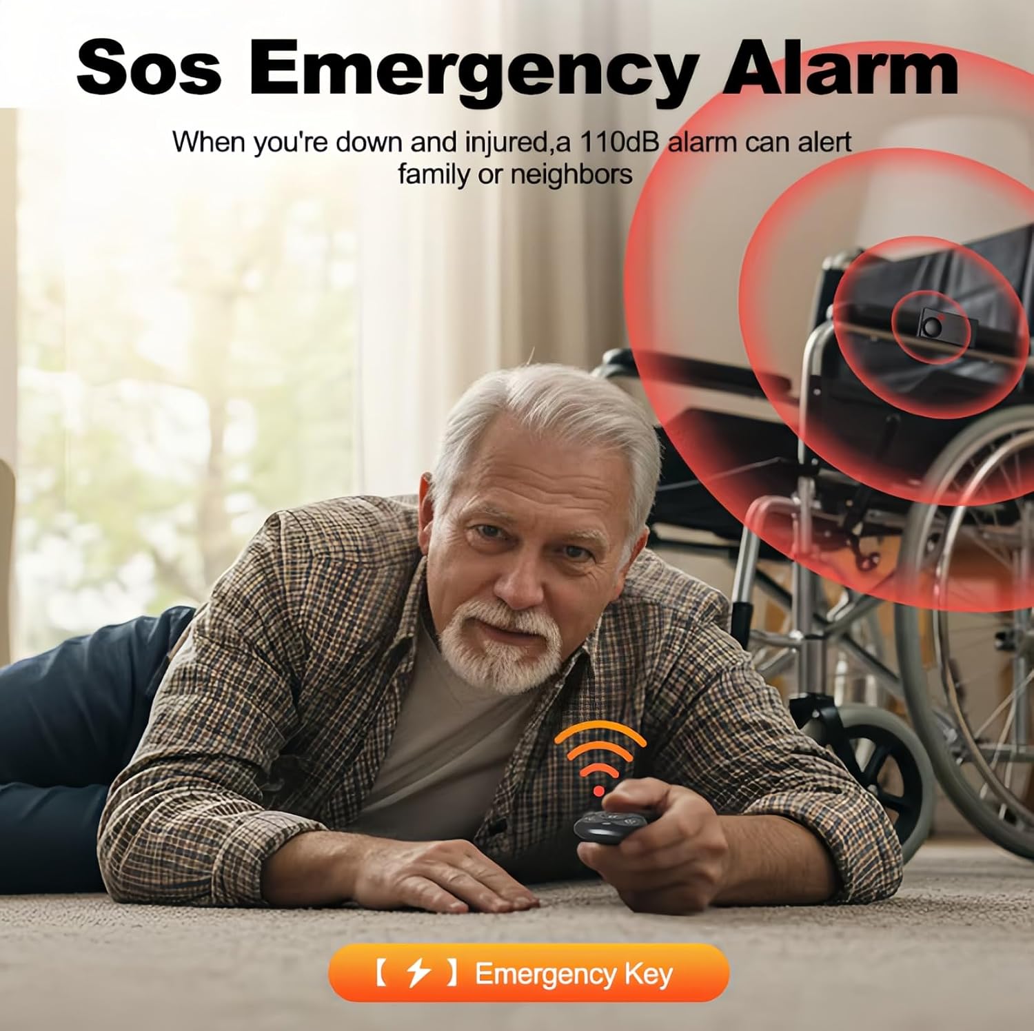 Mengshen Wireless Remote Control Vibration Alarm 7 Adjustable Sensitivity Levels 110dB Loud Security Alarm with 3 Alert Tones 4 Volume Levels Low Battery Warning for Motorcycle Bicycle Car