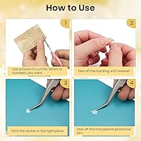 Vista 5 de EORTA 6 hojas de calcomanías de letras y números del alfabeto de 4,5 mm, mini calcomanías de letras brillantes de aleación autoadhesivas