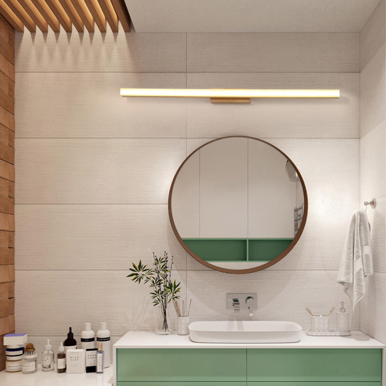 Lampa ścienna LED Lustro Długa lampa ścienna Nowoczesne wnętrze Minimalistyczna oprawa ścienna Długa konstrukcja Akrylowe oświetlenie ścienne do sypialni Salon Korytarz (jasne drewno - ciepłe