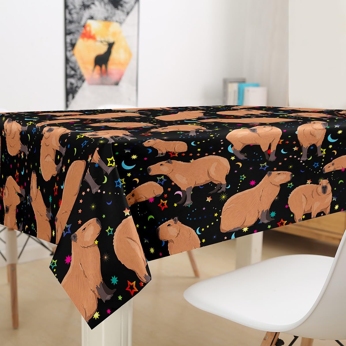 Lot De 2 Nappes Jetables Capybara - Motif Mignon Dessin Animé, Dimensions 108x180 Cm, Plastique PE Imperméable, Pour Fêtes Anniversaire, Noël, Pique-nique - 7