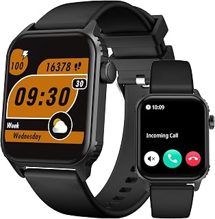 Smartwatch voor Mannen (Wijzerplaat/Antwoord Oproepen), Ip67 Waterdichte Fitnesstracker met Muziekspeler, 1.8" Bluetooth Smart Watch met BP/HR/SpO2/Slaapmonitor voor Android iOS