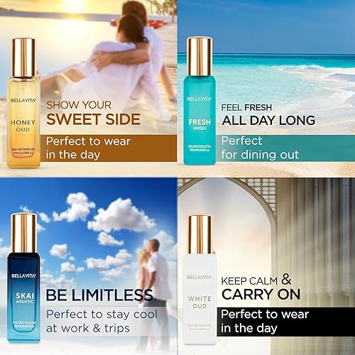 Miniatura 3 de Bella Vita Luxury Set de perfume para mujeres y hombres (4 x 0.68 onzas líquidas)  Unisex  Incluye Skai, Fresh, White Oud, Honey Oud  Ideal para