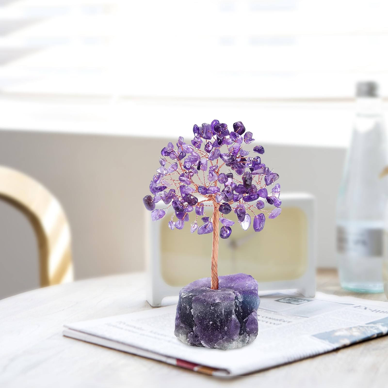 Albero Di Cristallo Feng Shui Ametista - Con Base In Agata, Decorazione Per Casa E Ufficio - Foto 4