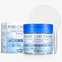 AHA Exfoliating Pads   70 Count Facial Toner Discs for Oily and Combination Skin, Helps Control Oil and Reduce Blackheads, Dual-Texture Cleansing for Smooth Refined Skin