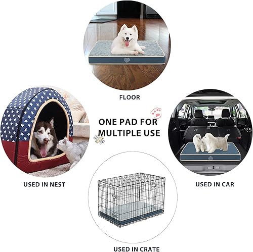 Miniatura 6 de VANKEAN Alfombrilla impermeable reversible para jaula de perros (cálida y fresca), funda extraíble y lavable y forro interior impermeable, colchón