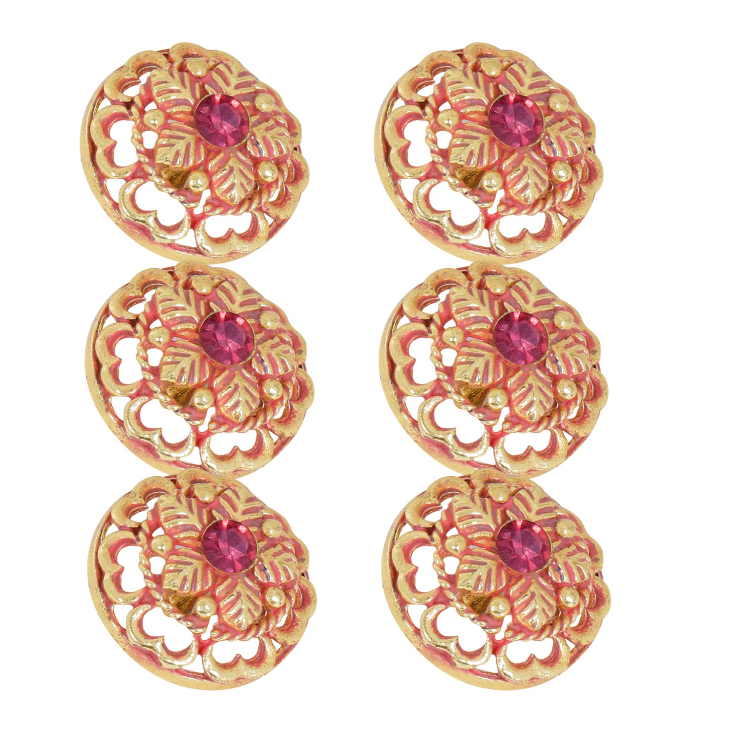 TRIPIN Antique Alloy Round Button for Coat Blazer Suit, Sherwani and Indian Dresses Sports Coat Uniform Jacket Beautiful Ethnic Classy Design (Pcs - 6) (Pink)-picture-28