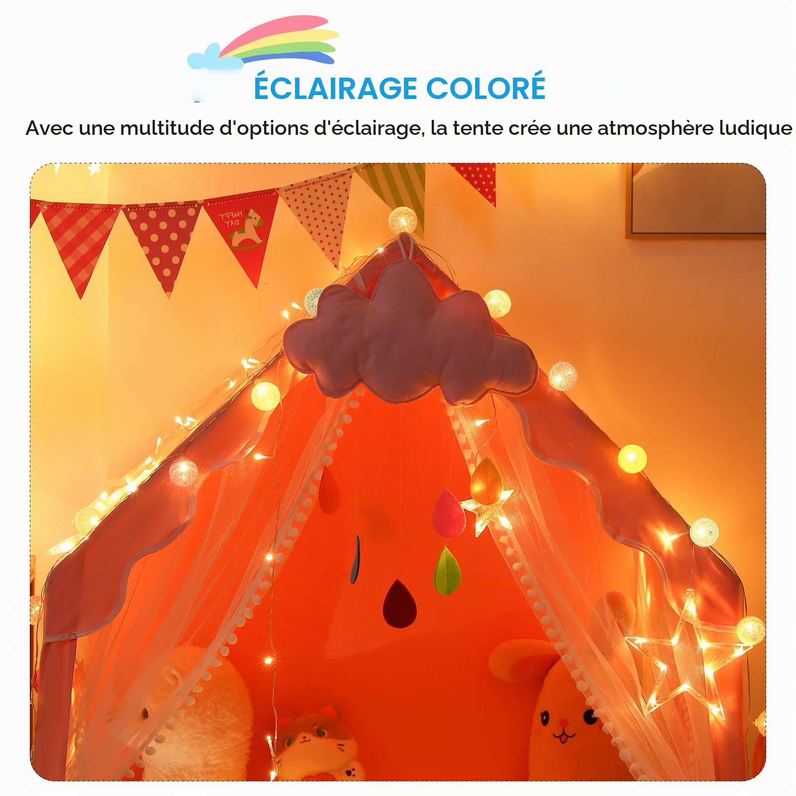 Ergocar Tente de jeu fée princesse château, jouet pour filles et garçons, respirante, intérieur/extérieur, cadeau d'anniversaire de Noël