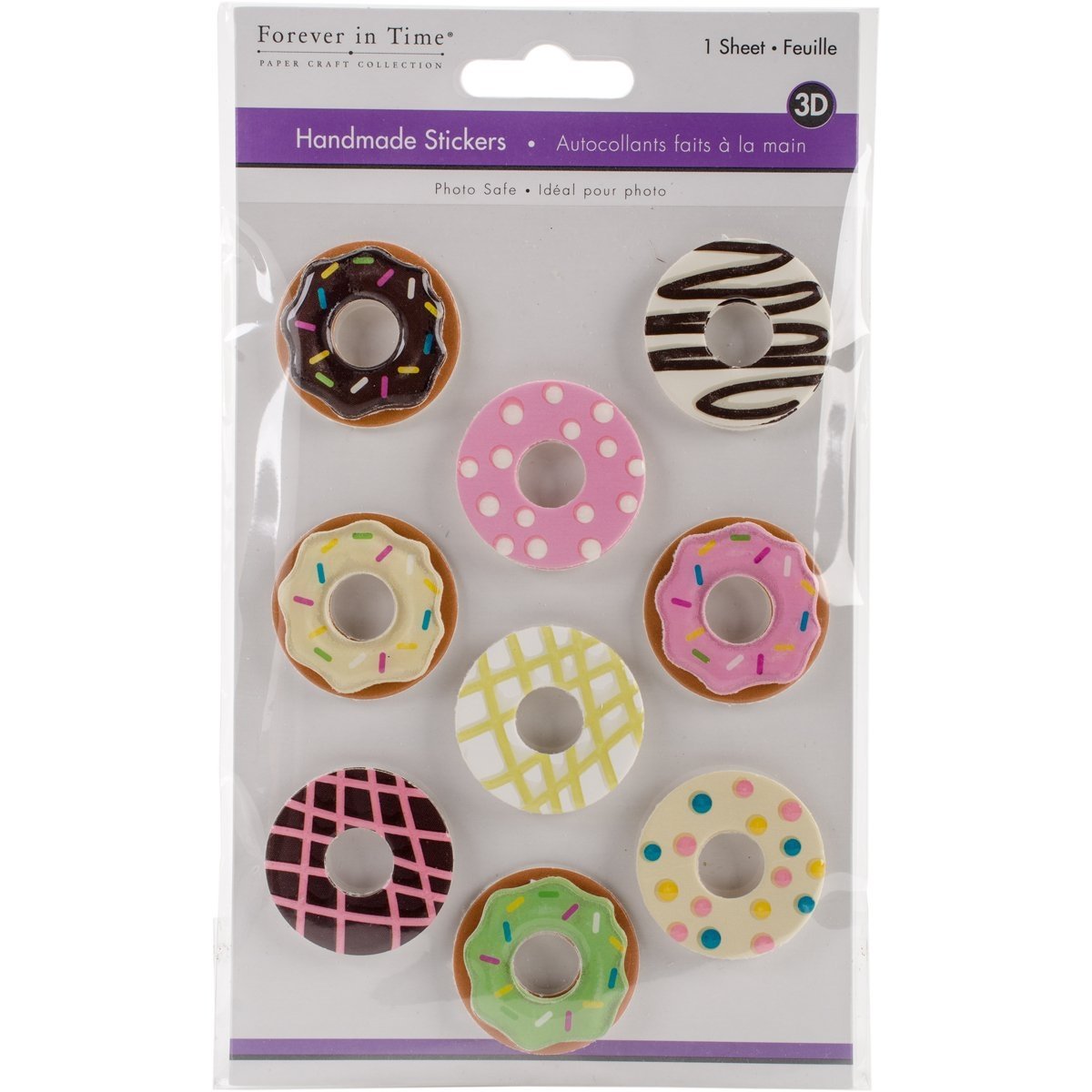 MultiCraft Handmade 3D Big Icon Stickers-Donuts