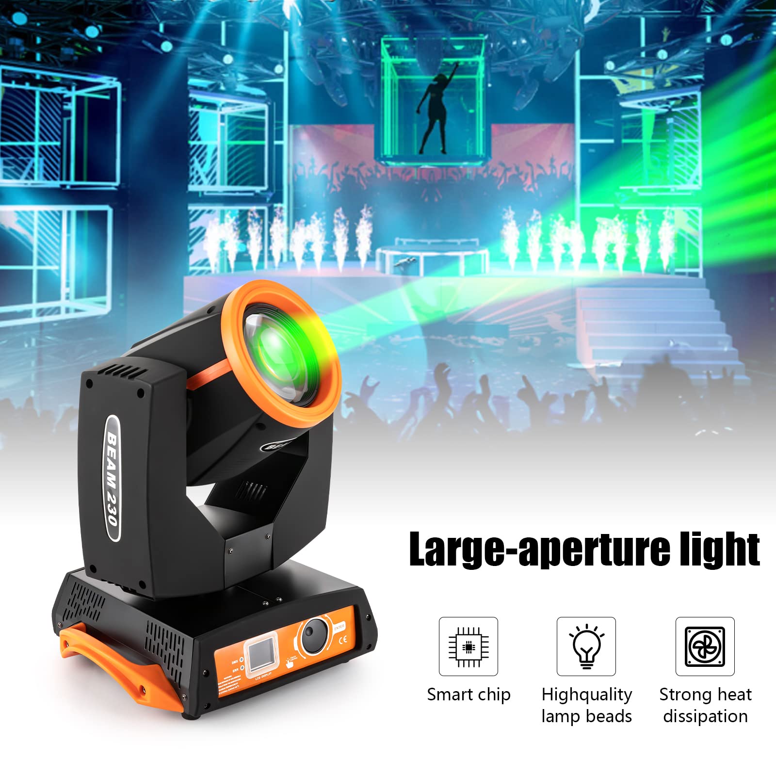 Partylicht,230w 7r Sharpy Beam Led 17 Gobo 24 Prisma Strahl Moving Head Dmx Halloween Spot Bühnenbeleuchtung 14 Farben Dj Lights 16ch 8 Prismen Scheinwerfer Dmx512 Steuerung