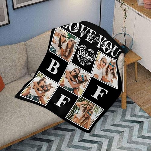 Miniatura 2 de Caisuedawn Manta personalizada con fotos para aniversario de cumpleaños, manta personalizada con tus fotos para decoración del hogar, mantas