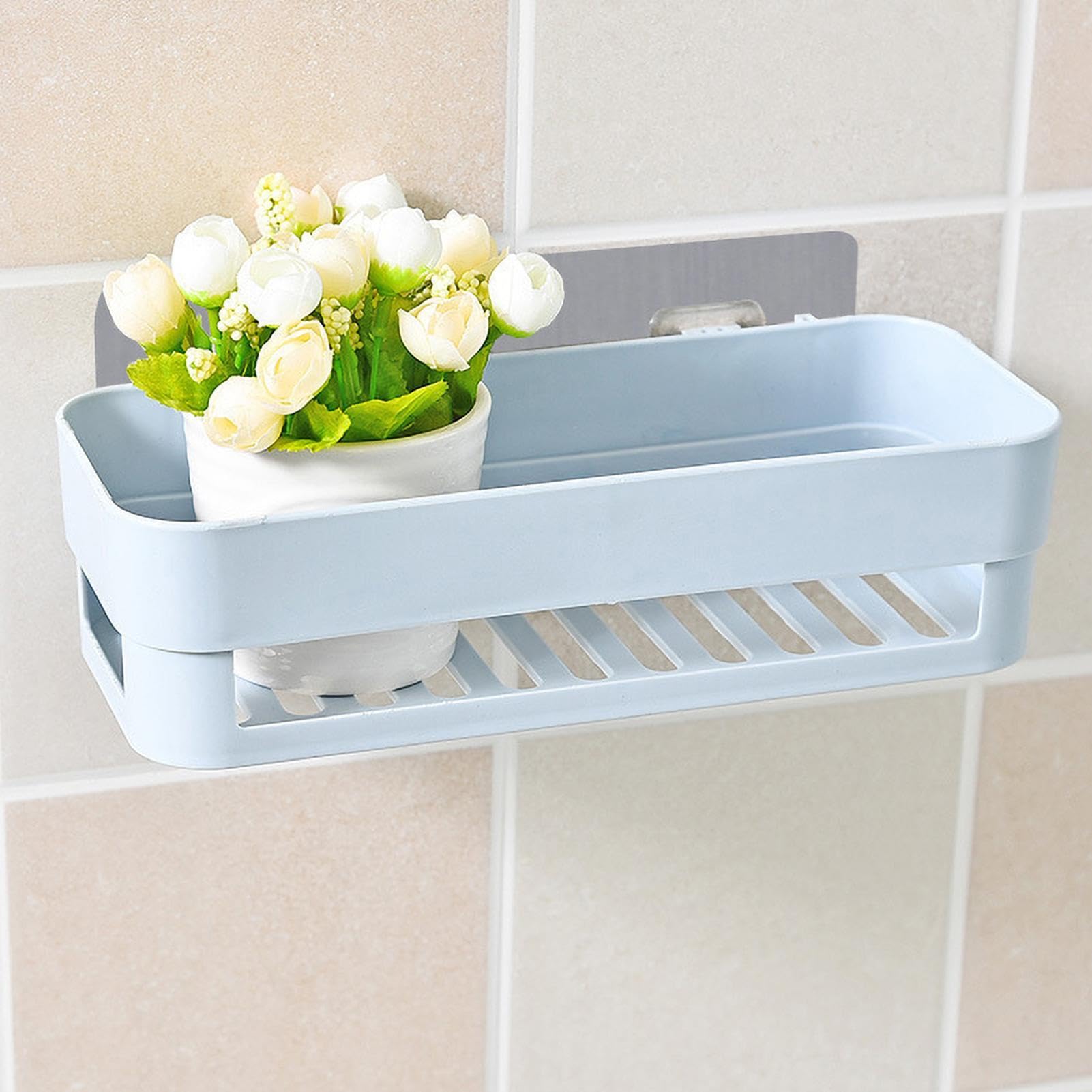 Joyfamy Mensola per Doccia Adesiva Senza Foratura - Cestino Ripiano Portaoggetti in Acciaio Inossidabile per Bagno e Cucina, Organizzatore per Sapone, Shampoo e Spugna da Doccia