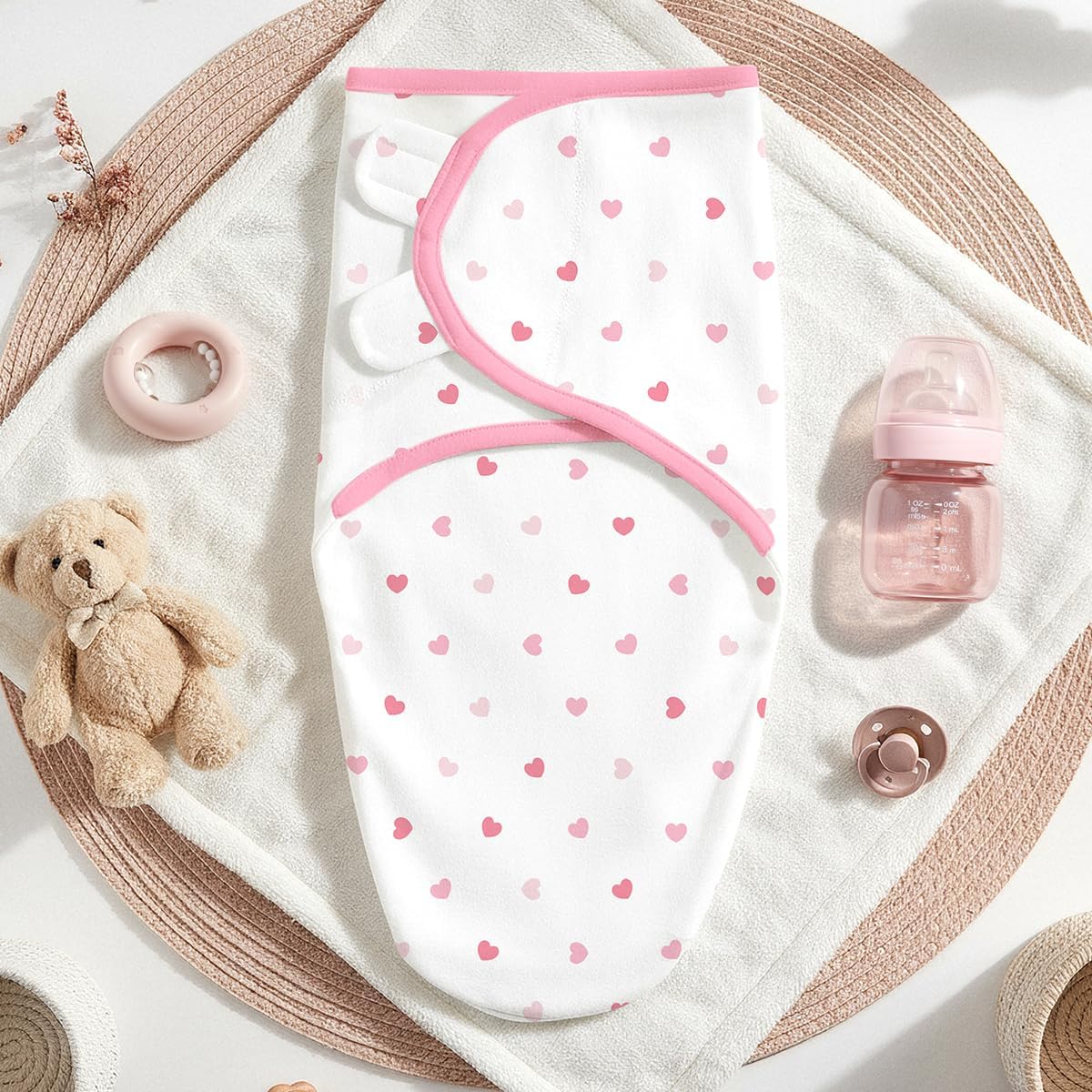 Baby Swaddle Blanket, 0-3 Months, Cotton Arm-in Sleep Sack, Wearable Blankets Wrap for Newborn Infant