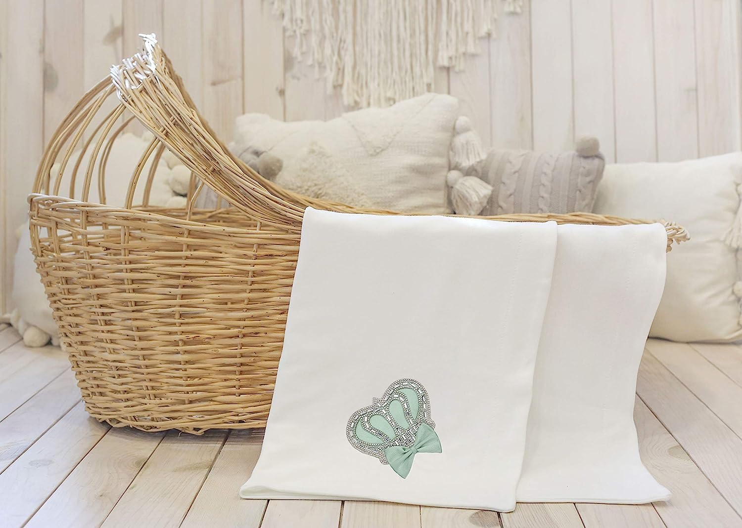 Lilax Baby Girl Newborn Jewels Crown Swaddle Receiving Blanket Green