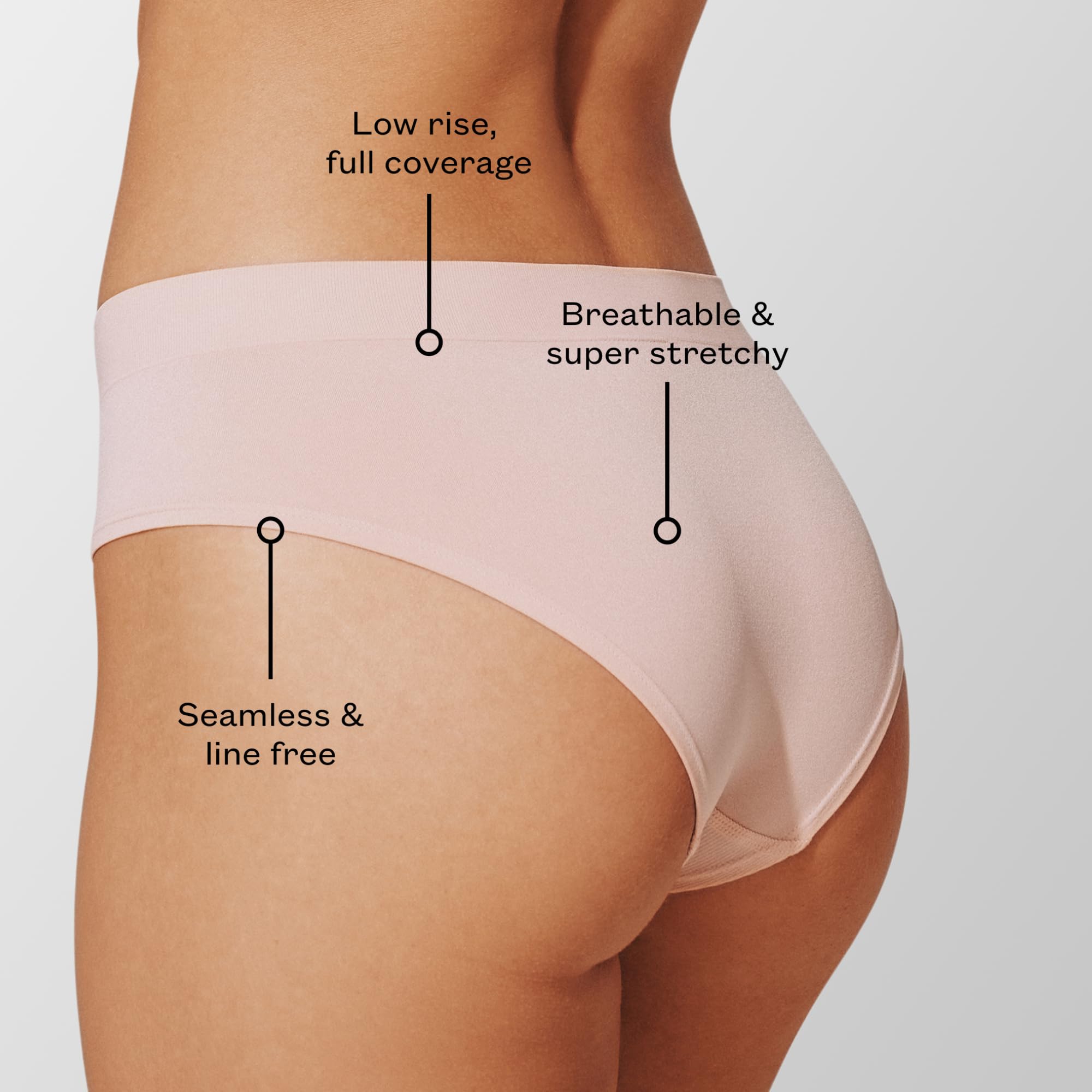 ThirdLove Form Nahtlose Hipster Panties für Damen, atmungsaktiv, Low Rise Panty Set, Damen Dessous, 5er Pack
