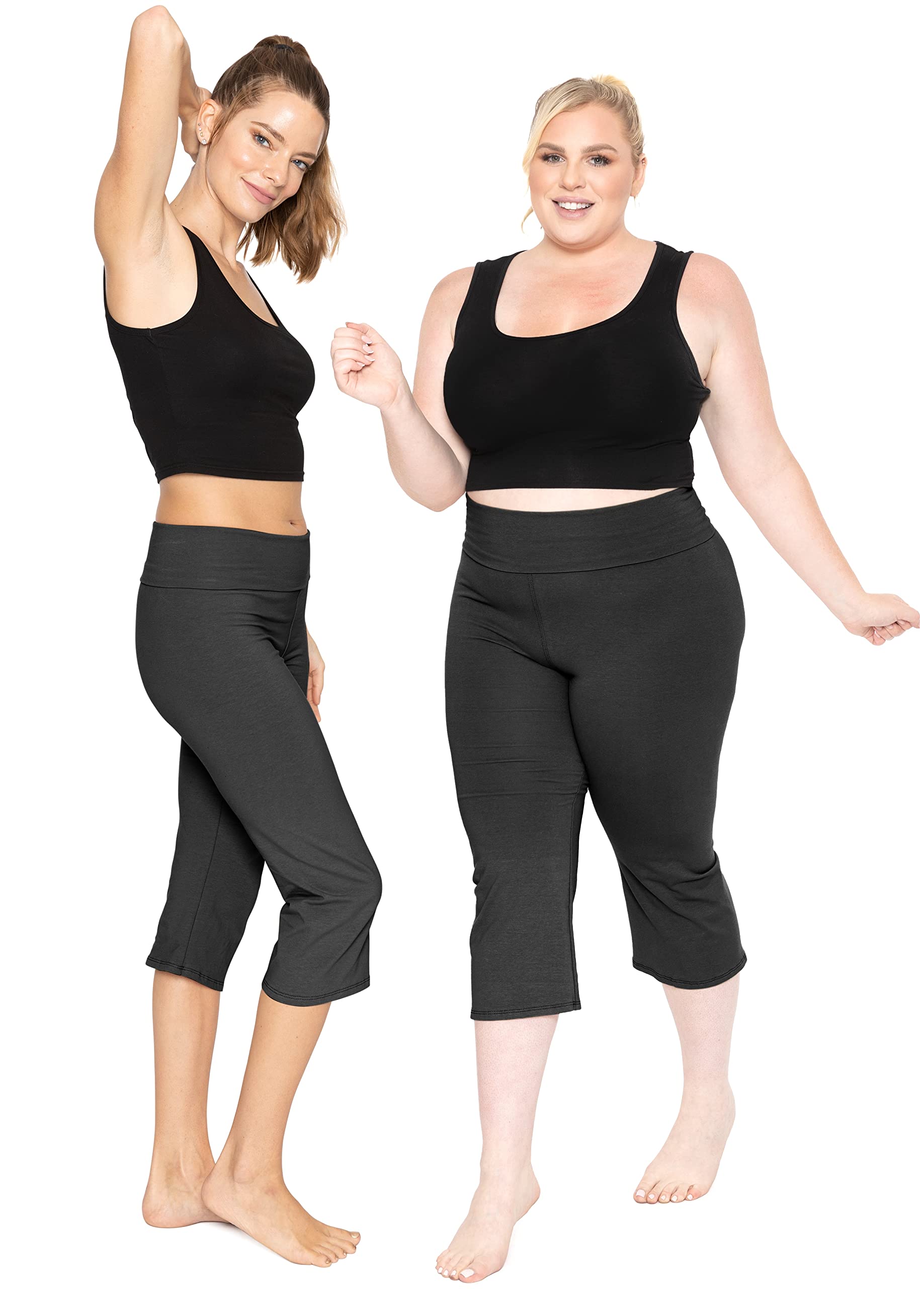 Women's Plus Size Capri Yoga Pants Black 4X
