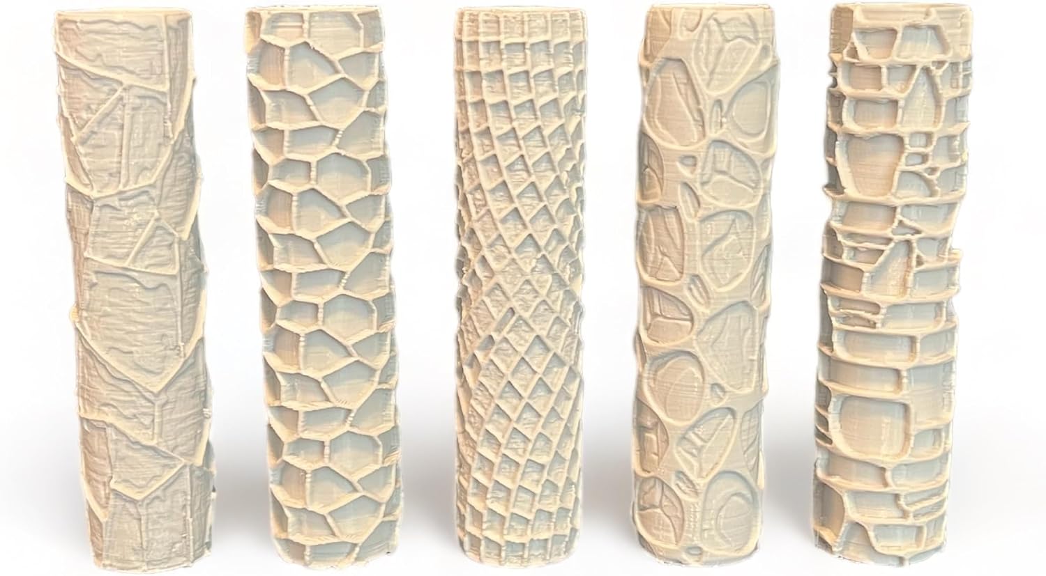 Texture Roller 5 Pack Gaming Terrain Bundle for D&D, Battle Mat, Dungeons and Dragons, Pathfinder, Warhammer, Warhammer 40k, RPG, Miniatures, Tabletop, Pottery, Pastry, Rolling Pin Roller