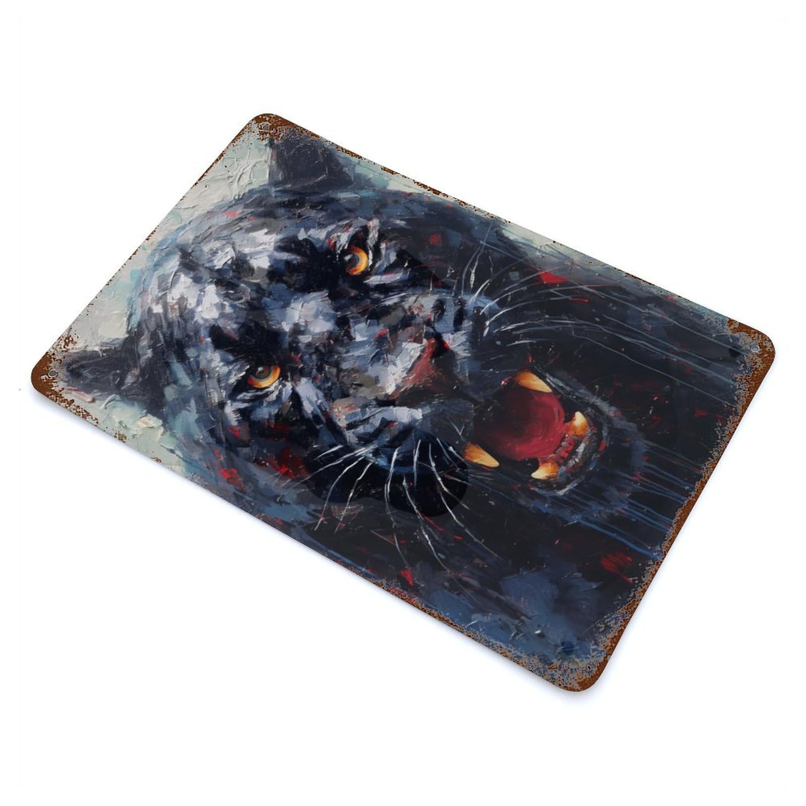 Palette Panther Painting Vintage Rust Metal Sign 11.8"x7.9", Classic Wall Plaque for Basement, Hobby Room And Garage Decor