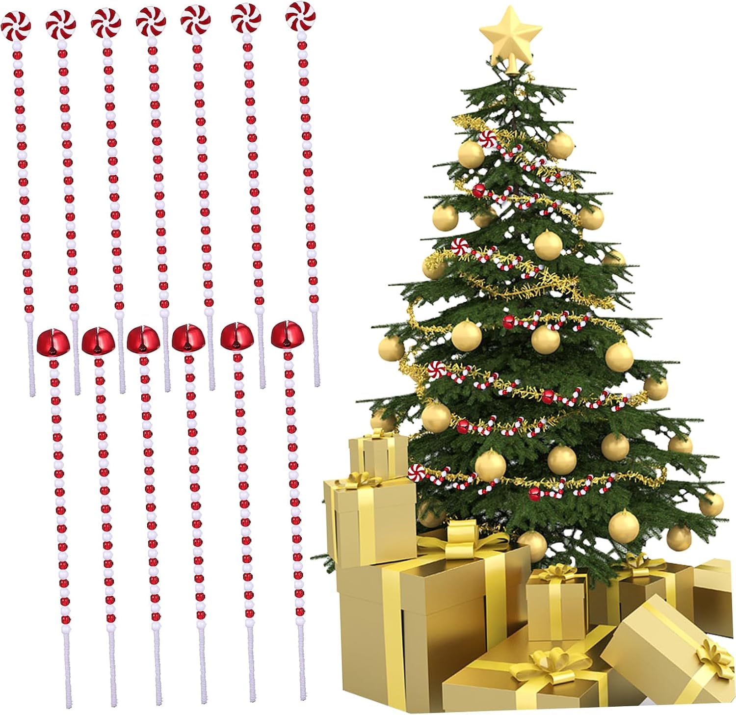 KOMBIUDA 20pcs Red Candy Ornaments Creative Christmas Decorations for Trees Outdoor Spaces Twisted Sticks Vibrant Colors for Festive Atmosphere