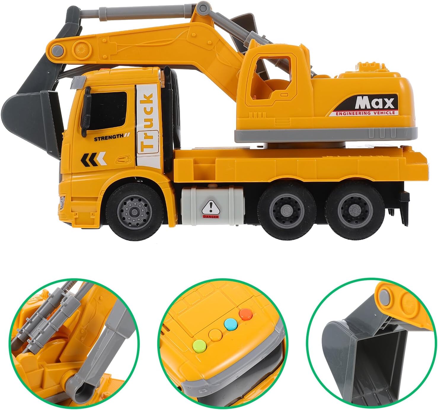 YARNOW Wear-Resistant Plastic Excavator Car with Lights and Music Engineering Vehicle Plaything for Household Construction Truck Gift for Boys