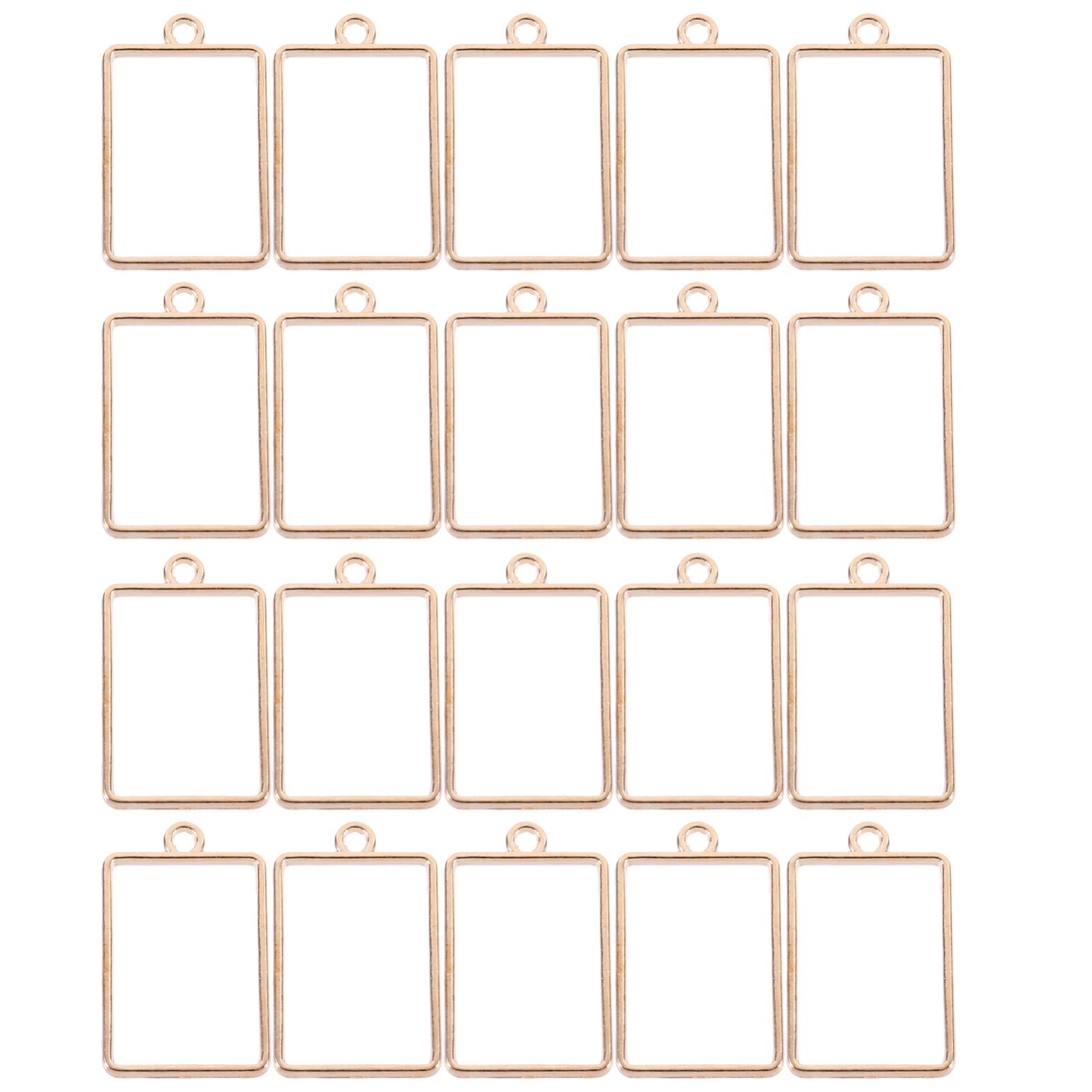 ArtibetterArtibetter Rectangular Tray 20pcs Open Back Bezel Pendants Charms Rectangular Frame Pendant Open Back Frame Jewelry Making Charms Golden Resin Crafts
