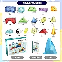 Vista 4 de Bloques Magnéticos, 66 PIEZAS Juguetes de Construcción Translúcidos para Niños de 3+, Bloques de Construcción Magnéticos de Varias Formas STEM