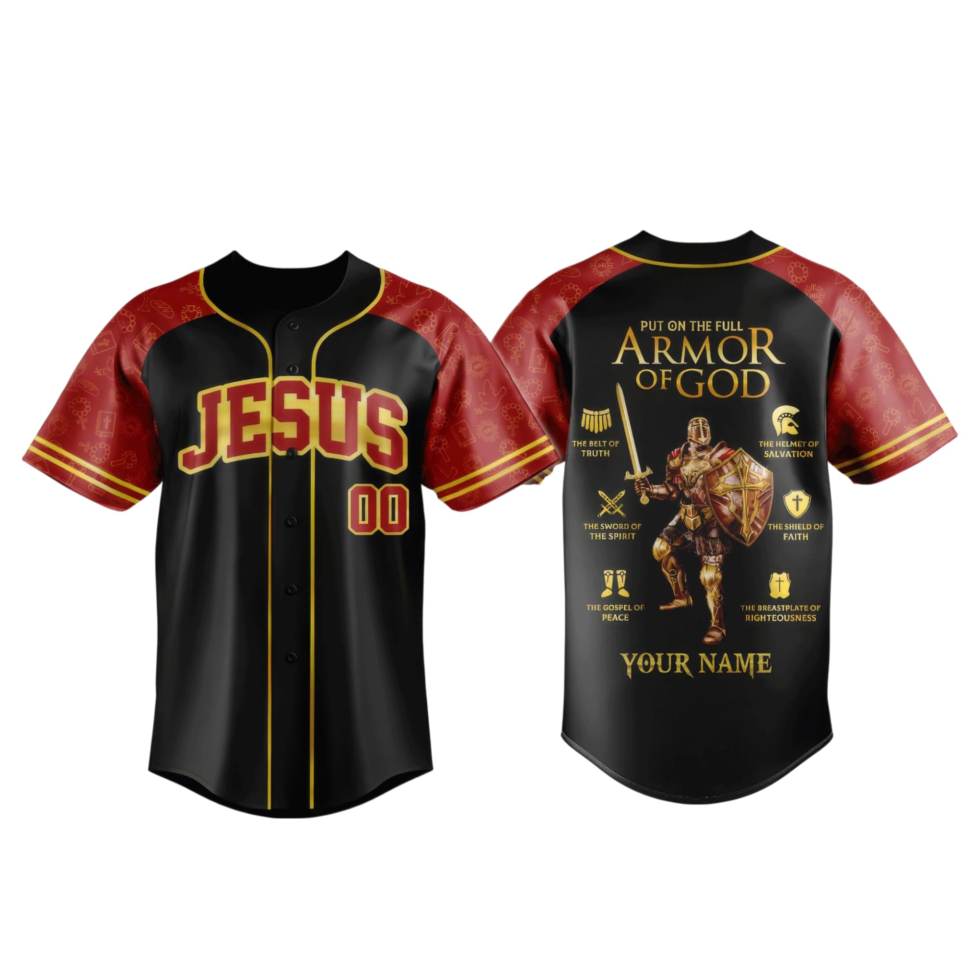 Custom Name & Number Put On The Full Armor of God Baseball Jersey Shirt, Gift for Husband, Christian Shirts for Men, Pastor Gift, Pastor Baseball Jersey Blue