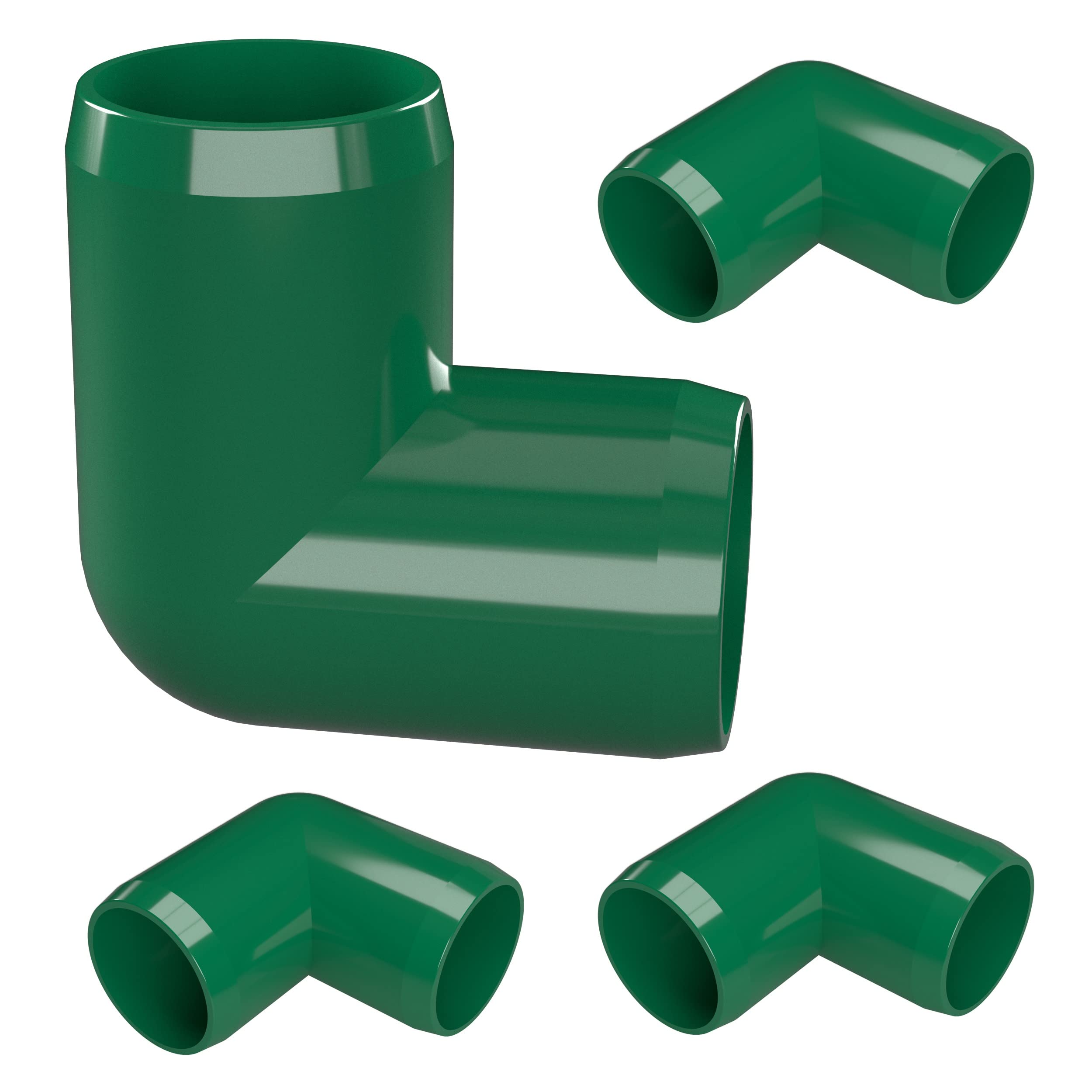FORMUFIT 1-1/4” 90 Degree Elbow Furniture Grade PVC Fitting in Green, Made in USA, UV-Resistant, Impact-Proof, 1.660” Actual Socket Diameter (Pack of