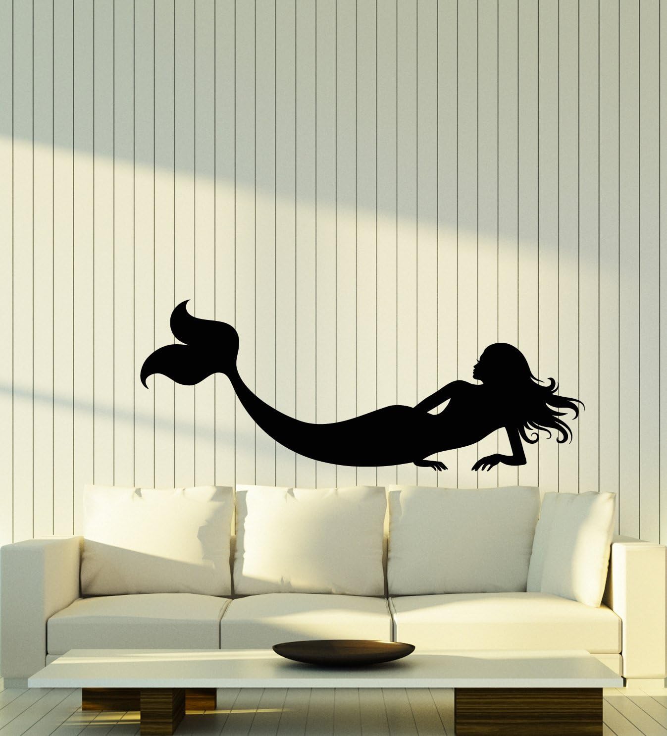 Vinyl Wall Decal Silhouette Naked Mermaid Fantastic Beast Stickers Large Decor (2818ig) Black