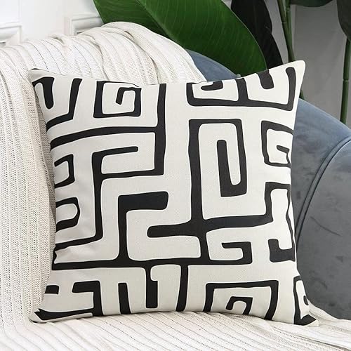 Miniatura 10 de Pyonic Juego de 2 fundas de almohada de lino de 18 x 18 pulgadas, fundas de cojín decorativas modernas y abstractas para el hogar, sofá o cama