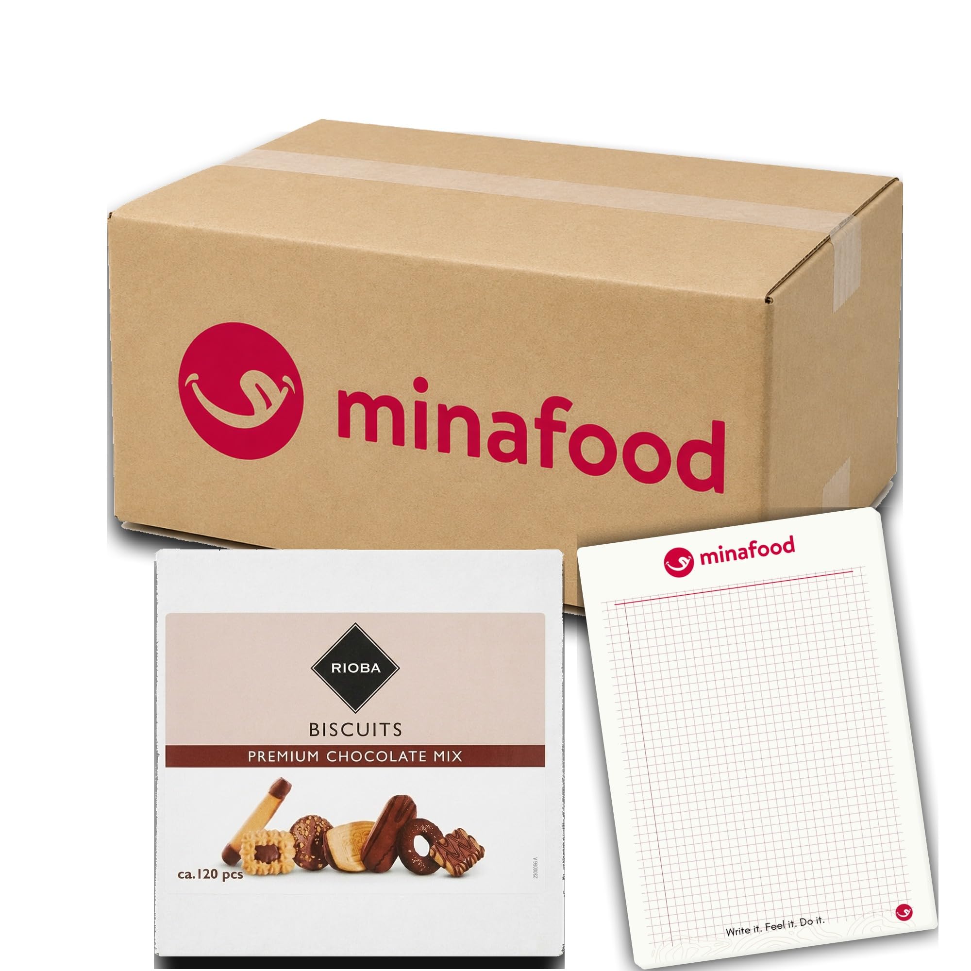 minafood Bundle per Biscuits Chocolate Mix 1009g ca. 120 Biscotti + Taccuino