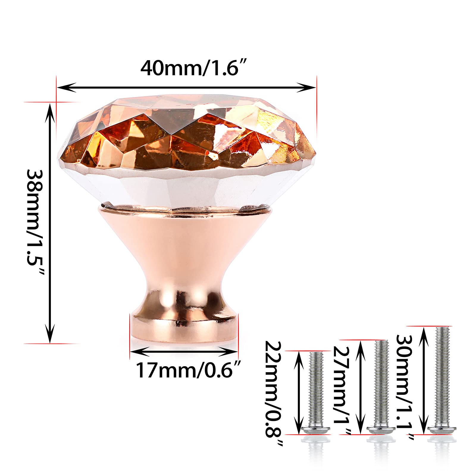 Rose Gold Crystal Knobs - Add Sparkle to Furniture -2 Rose Gold Crystal Knobs - Add Sparkle to Furniture -2