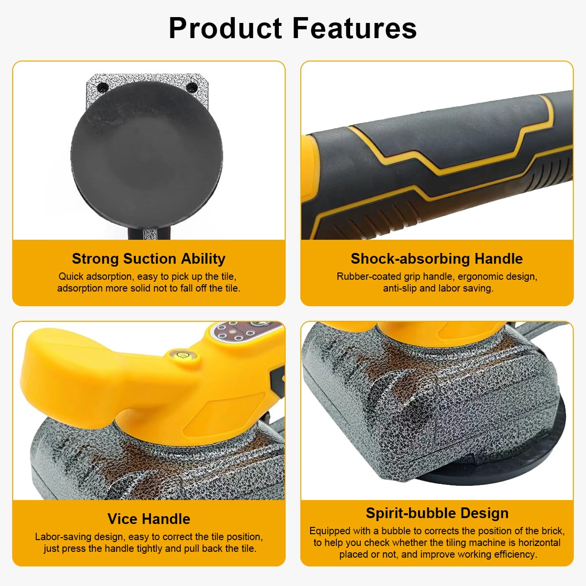 Vibratore Elettrico Per Posare Piastrelle - Ventosa Da 100kg, 6 Velocità, Batteria - Foto 9